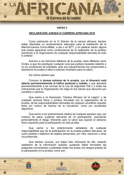 DECLARACI&Oacute;N JURADA IV CARRERA AFRICANA 2016 Como