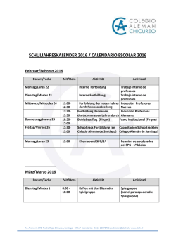 Calendario Escolar 2016 - Colegio Alemán Chicureo