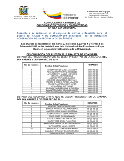 Convocatoria a pruebas tecnicas de ANALISTA DE COMISARIA