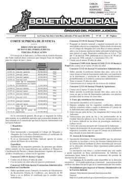 BOLETÍN JUDICIAL N° 18 de la fecha 27 01 2016