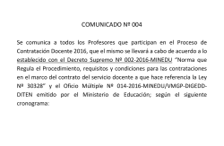 COMUNICADO Nº 004 - Dirección Regional de Educación