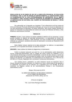 resolución de 28 de enero de 2016 de la dirección provincial de