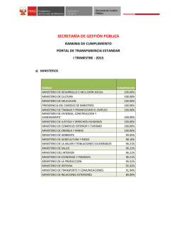 Ranking TPE 2015-I - SGP – Secretaría de Gestión Pública