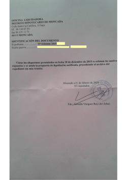 OFICINA LIQUIDADORA DISTRITO HIPOTECARIO DE MONCADA