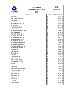 SERVILIMPIA TABULADOR DE SUELDOS 2016