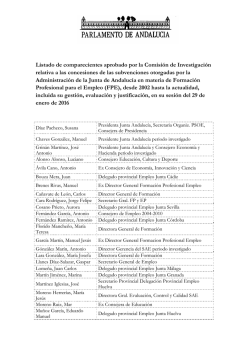 Listado de comparecientes aprobado por la Comisión de