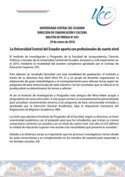 La Universidad Central del Ecuador aporta con profesionales de