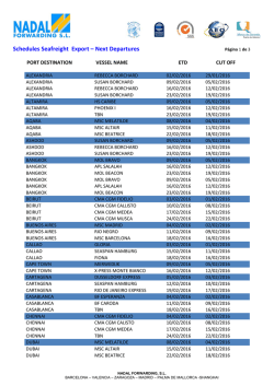 Schedules EXPORT - Nadal Forwarding, SL