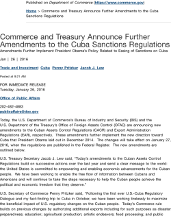 Commerce and Treasury Announce Further