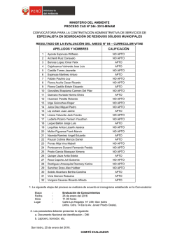 MINISTERIO DEL AMBIENTE PROCESO CAS Nº 244- 2015
