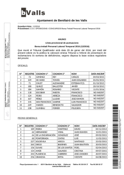 Llistat ordenat provisional - Ajuntament de Benifairó de les Valls