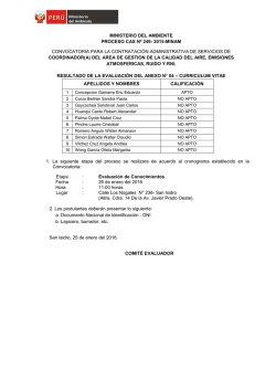 MINISTERIO DEL AMBIENTE PROCESO CAS Nº 249- 2015
