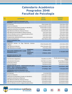 Calendario Académico Posgrados 2046 Facultad de Psicología