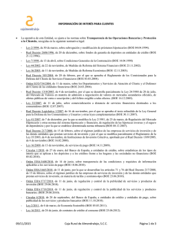 INFORMACIÓN DE INTERÉS PARA CLIENTES 09/11/2015 Caja