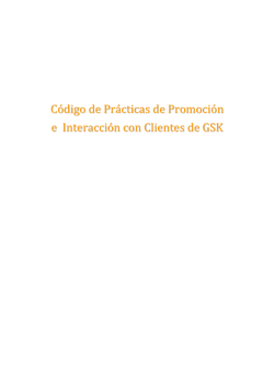 Código de Prácticas de Promoción e Interacción con Clientes de GSK