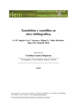 “Xenofobias y xenofilias en clave bibliográfica”, de Cea C`Ancona y