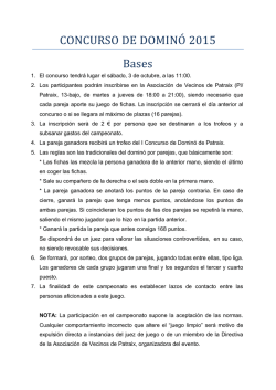 CONCURSO DE DOMINÓ 2015 Bases - Asociación Vecinal de Patraix