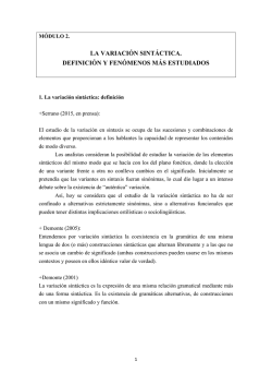 la variación sintáctica. definición y fenómenos más estudiados