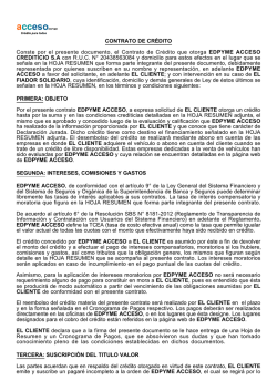 CONTRATO DE CRÉDITO Conste por el presente documento, el