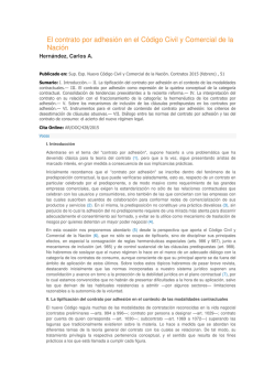 El contrato por adhesión en el Código Civil y Comercial de la Nación