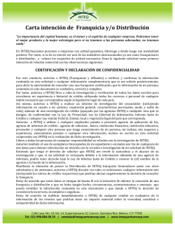 Carta intención de Franquicia y/o Distribución