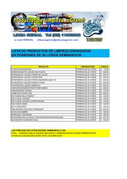 lista de productos de limpieza envasados en