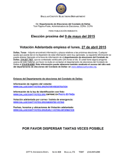 Elección proxima del 9 de mayo del 2015 Votación Adelantada