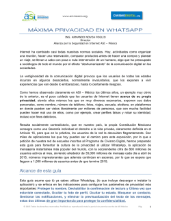 MÁXIMA PRIVACIDAD EN WHATSAPP Alcance de esta guía
