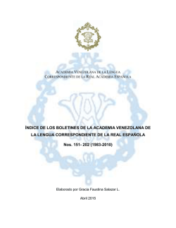 ÍNDICE DE LOS BOLETINES DE LA ACADEMIA VENEZOLANA DE