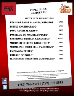 especiales almuerzo bistec encebollado* pavo