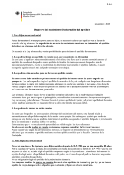 Registro del nacimiento/Declaración del apellido