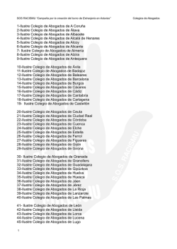 Lista de los Colegios de Abogados.