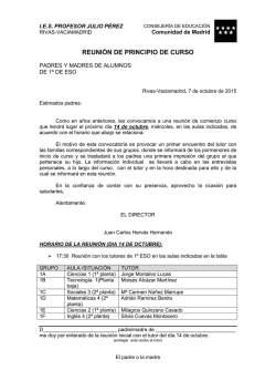 Carta padres reunion comienzo curso 2015
