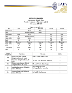 HORARIOS Y SALONES Licenciatura en Biología Marina Período