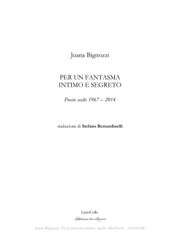 Juana Bignozzi PER UN FANTASMA INTIMO E SEGRETO