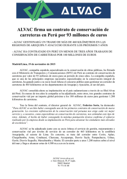 Nota de prensa de ALVAC