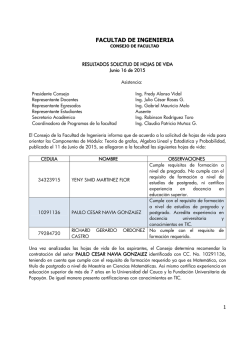 Resultados convocatoria docente junio 16 de 2015