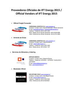 Proveedores Oficiales de IFT Energy 2015 / Official Vendors of IFT