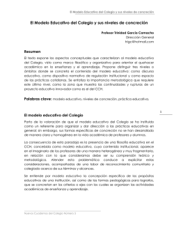 El Modelo Educativo del Colegio y sus niveles - Memoria