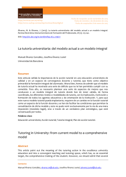 La tutoría universitaria: del modelo actual a un modelo integral