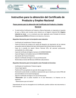 Instructivo para la obtención del Certificado de Producto y Empleo