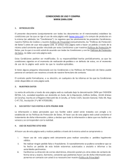 CONDICIONES DE USO Y COMPRA WWW.ZARA.COM