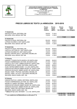 precio libros de texto la arboleda 2015-2016