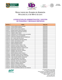 resultados licenciatura en pymes - Universidad Polit&eacute;cnica de Victoria