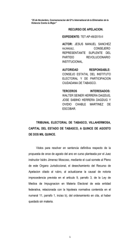 recurso de apelacion. expediente: tet-ap-49/2015-ii actor