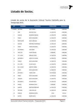 Listado de Socios Temp. 2015 - Asociación Cultural