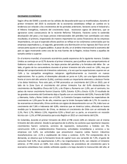ESCENARIO ECON&Oacute;MICO Seg&uacute;n cifras del