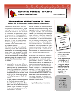 Escuelas Públicas de Crete lunes, 10 de Agosto !