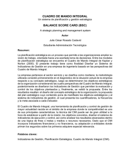CUADRO DE MANDO INTEGRAL BALANCE SCORE CARD (BSC)
