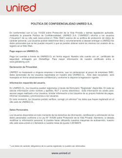www.unired.cl POLÍTICA DE CONFIDENCIALIDAD UNIRED S.A.